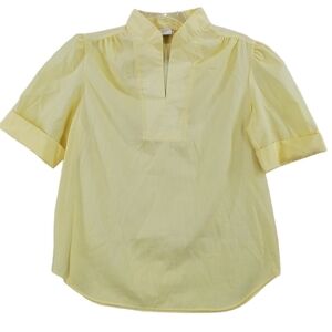 VTG Sears Top Blouse Womens L Yellow Short Sleeves Lightweight Fashion Place